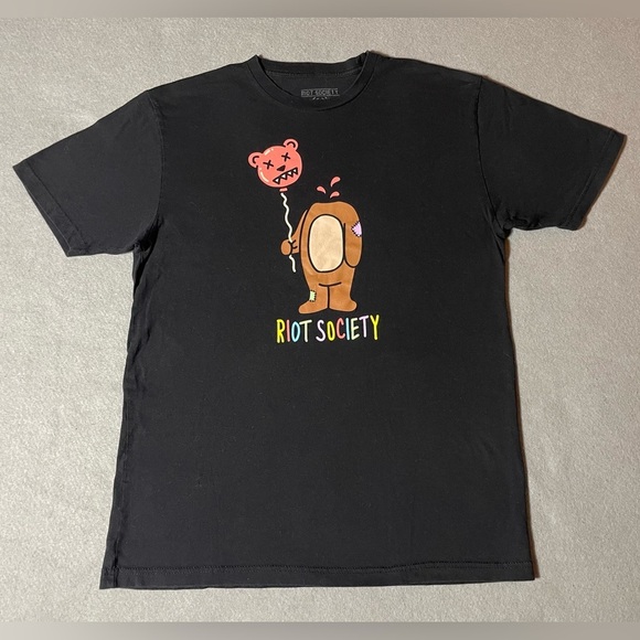 riot society Other - Riot Society Bear Balloon Head Black Short Sleeve T-Shirt Size Large